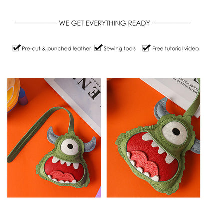 CUCUBIRD POPSEWING® Leather Little Monster Keychain Charm DIY Kit  