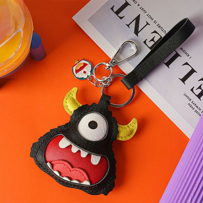 CUCUBIRD POPSEWING® Leather Little Monster Keychain Charm DIY Kit Black 