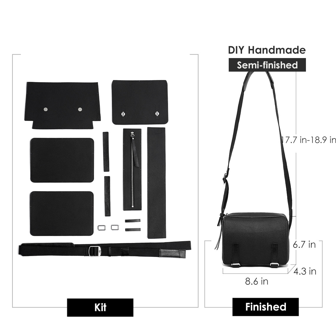 CUCUBIRD POPSEWING® Top Grain Leather Men Mini Messenger Bag DIY Kit  