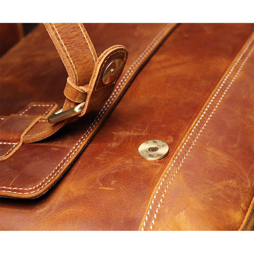 CUCUBIRD Crazy Horse Leather Men's Messenger Satchel Bag  