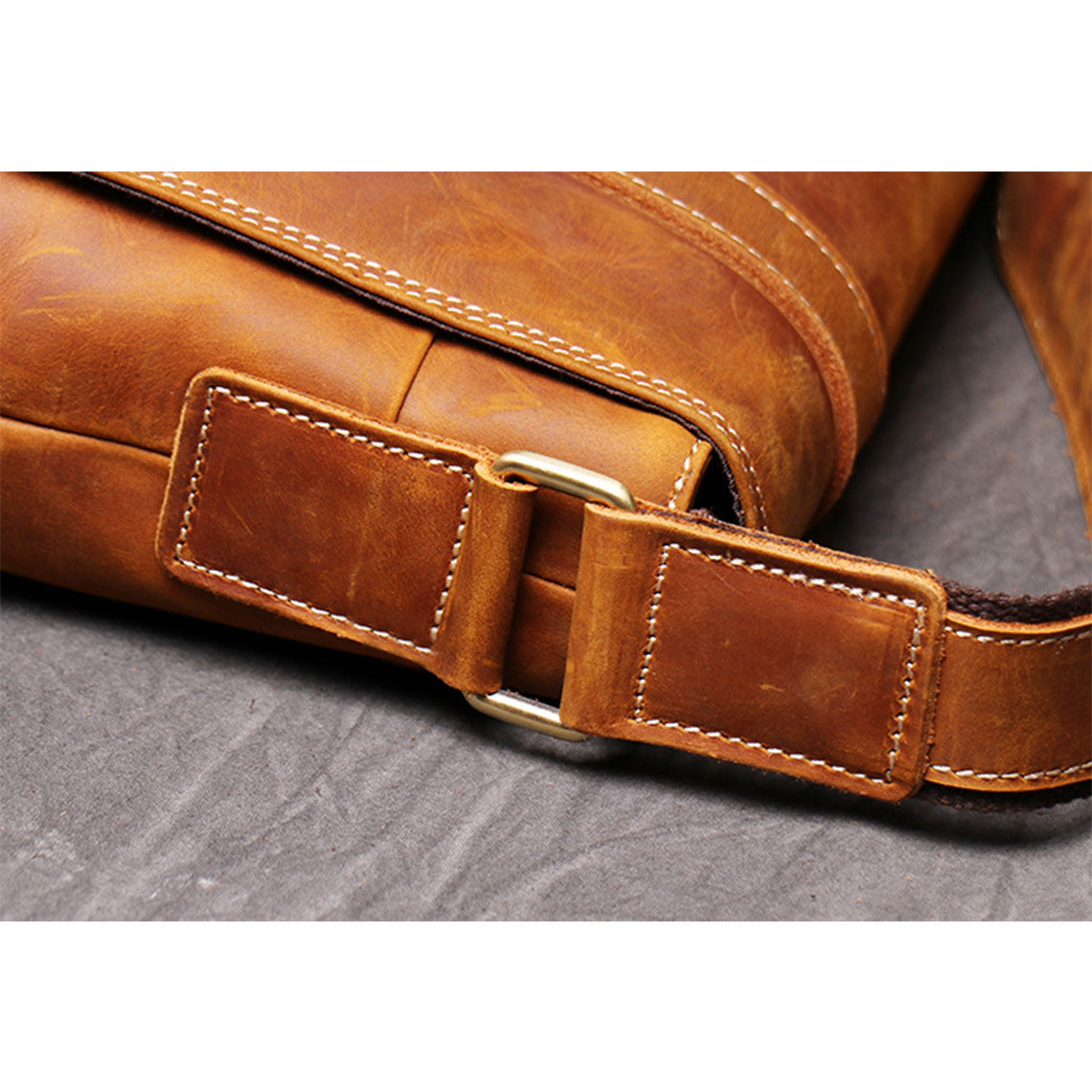 CUCUBIRD Crazy Horse Leather Men's Messenger Satchel Bag  