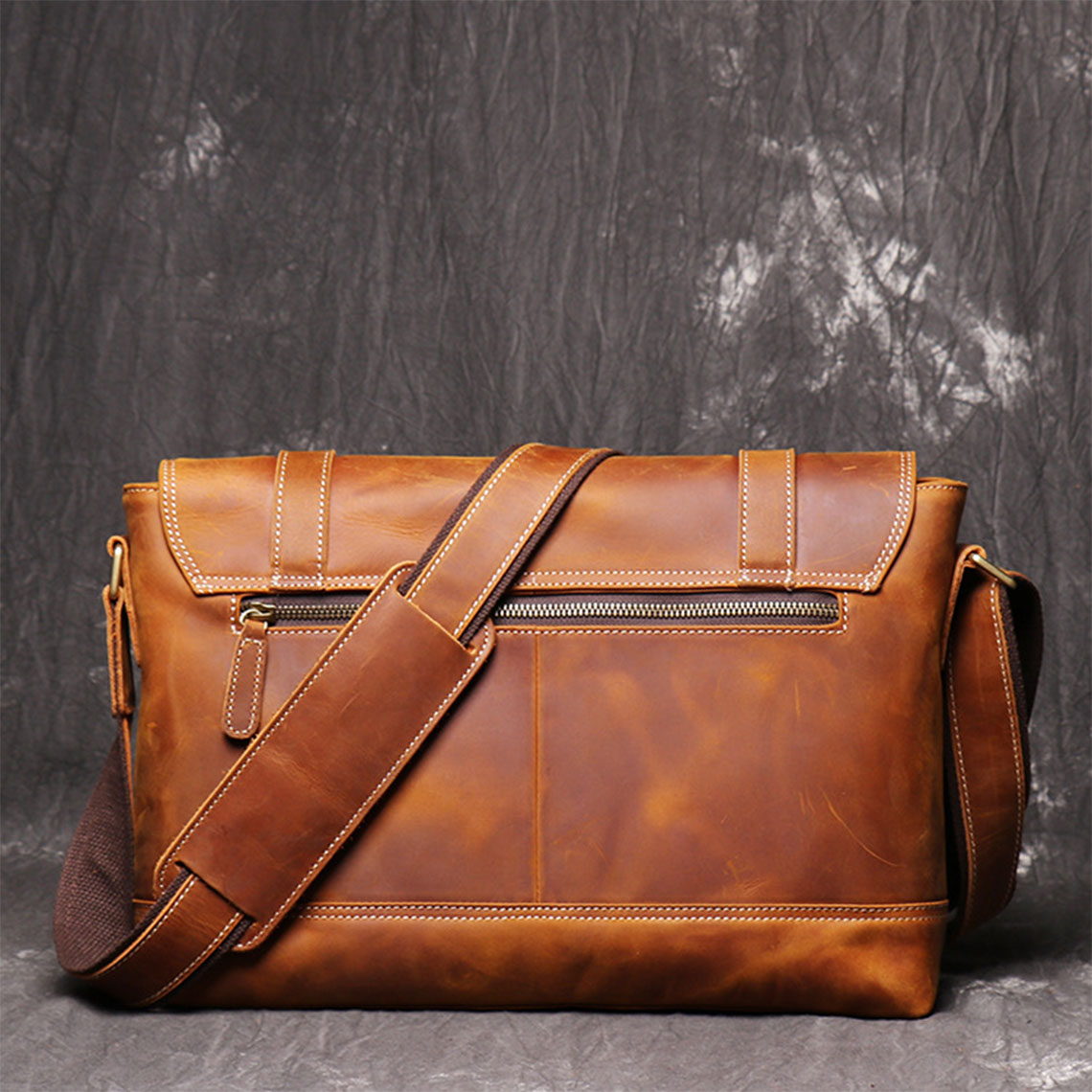 Crazy Horse Leather Men's Messenger Satchel Bag – CUCUBIRD