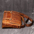 CUCUBIRD Crazy Horse Leather Men's Messenger Satchel Bag  