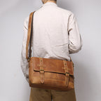 CUCUBIRD Crazy Horse Leather Men's Messenger Satchel Bag  