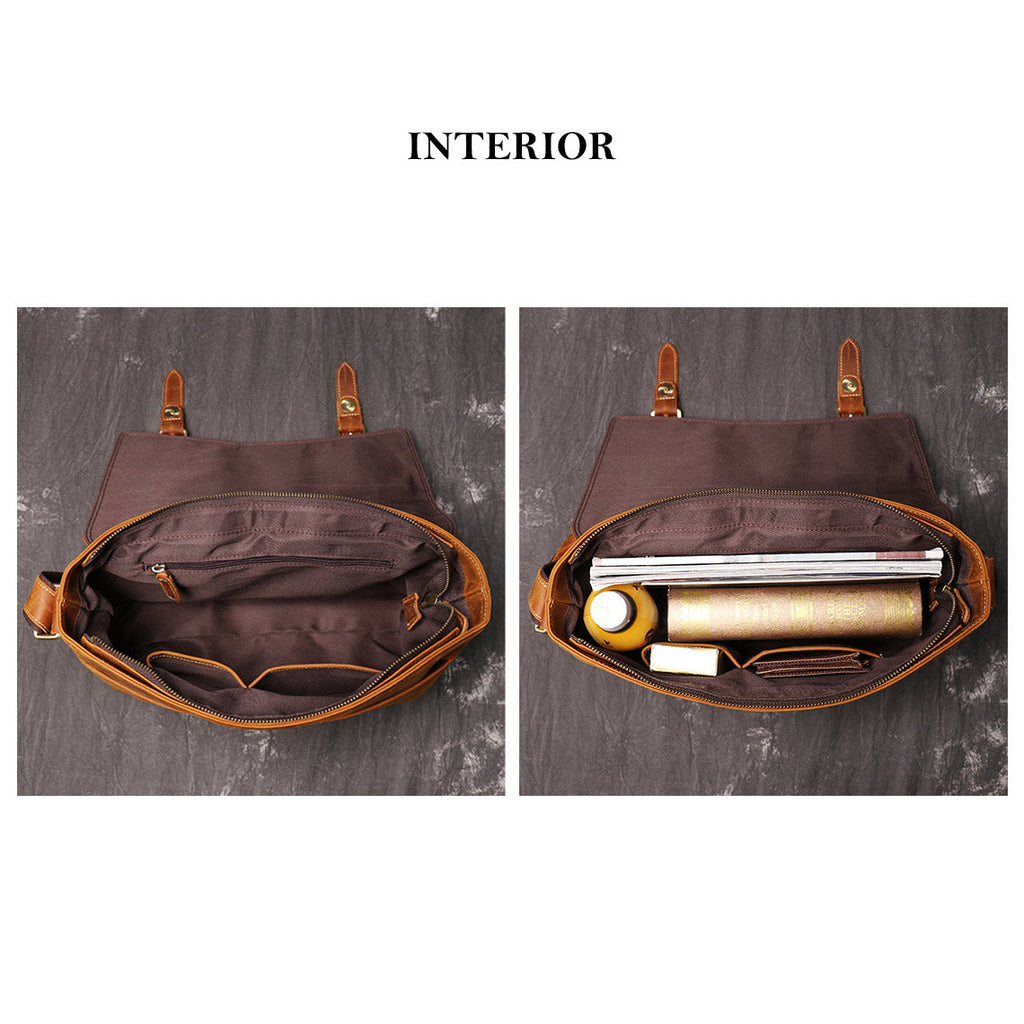 CUCUBIRD Crazy Horse Leather Men's Messenger Satchel Bag  