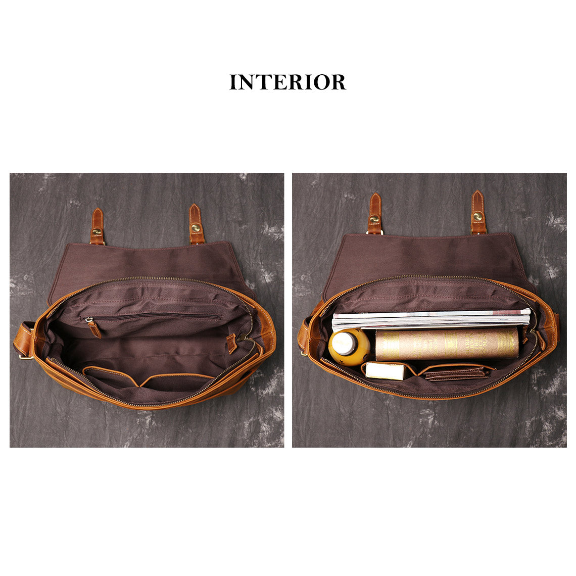 CUCUBIRD Crazy Horse Leather Men's Messenger Satchel Bag  