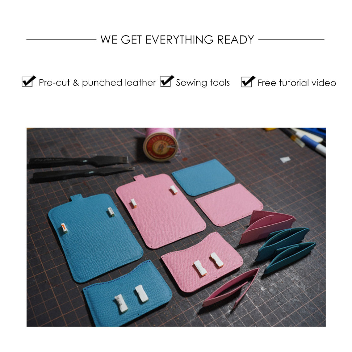 CUCUBIRD POPSEWING® Full Grain Leather Tofu Constance Bag Charm DIY Kits  