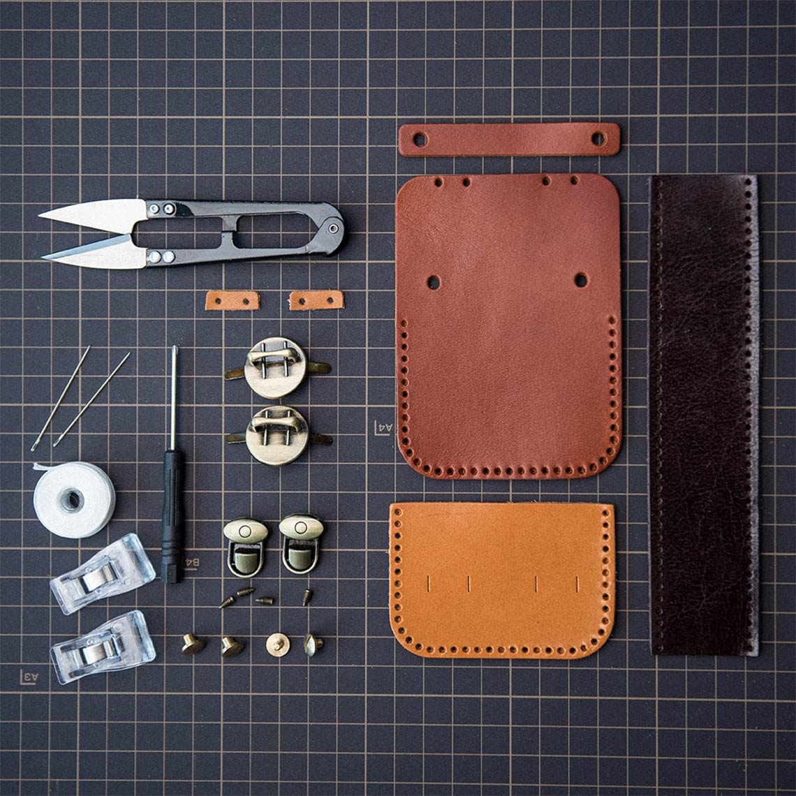 CUCUBIRD POPSEWING® Full Grain Leather Mini Satchel DIY Kit  