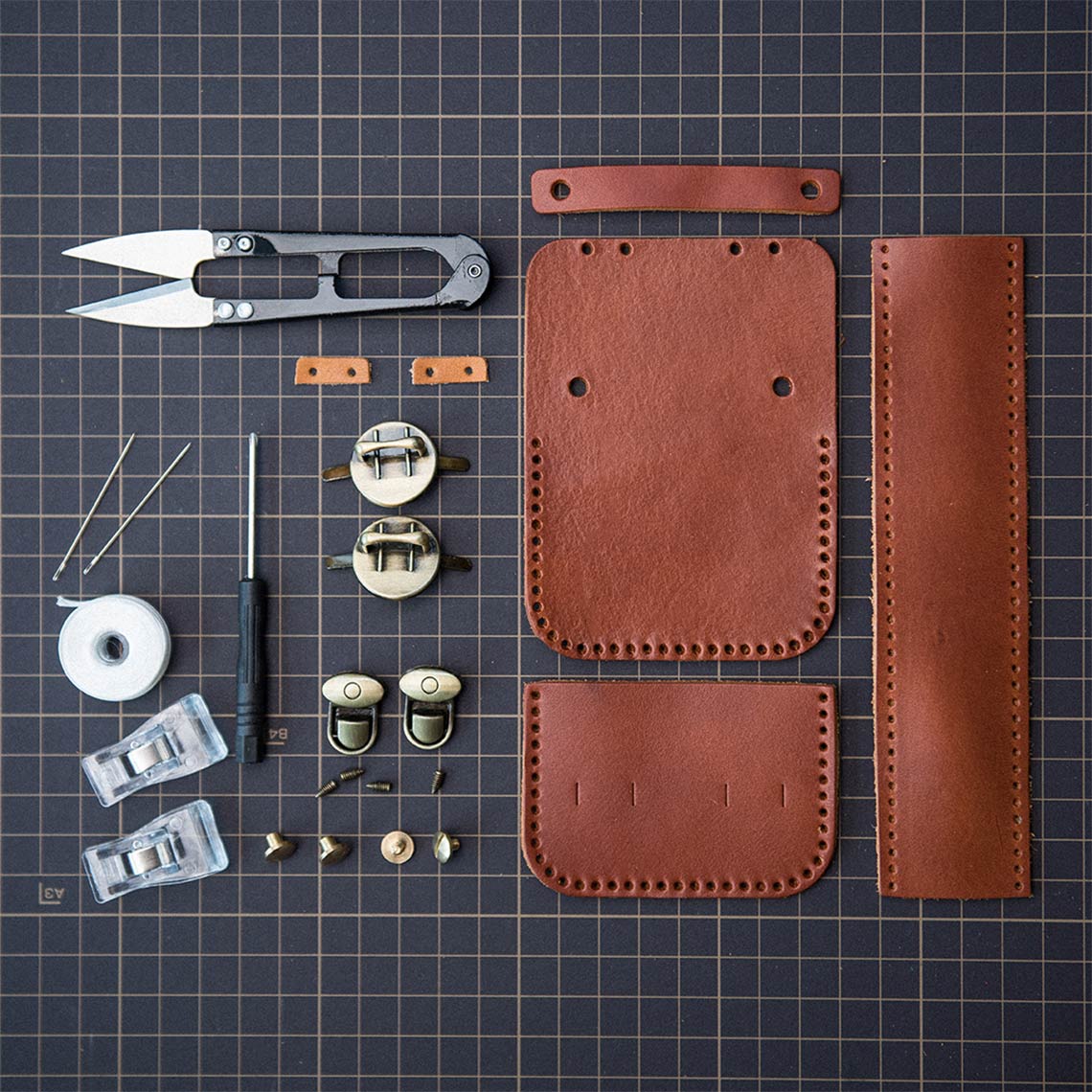 CUCUBIRD POPSEWING® Full Grain Leather Mini Satchel DIY Kit  