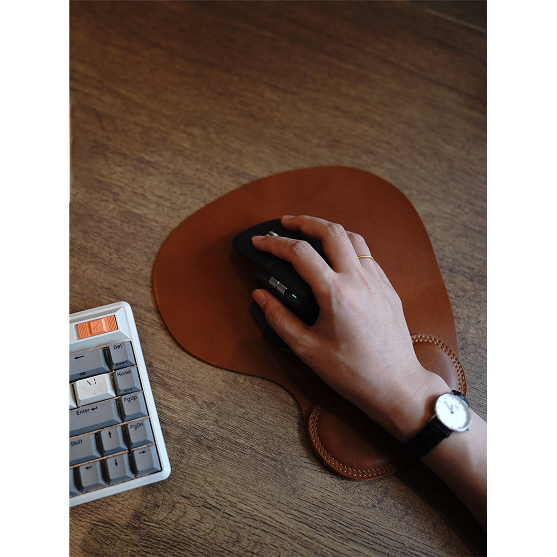 CUCUBIRD POPSEWING® Full Grain Leather Wrist Rest Mouse Pad  