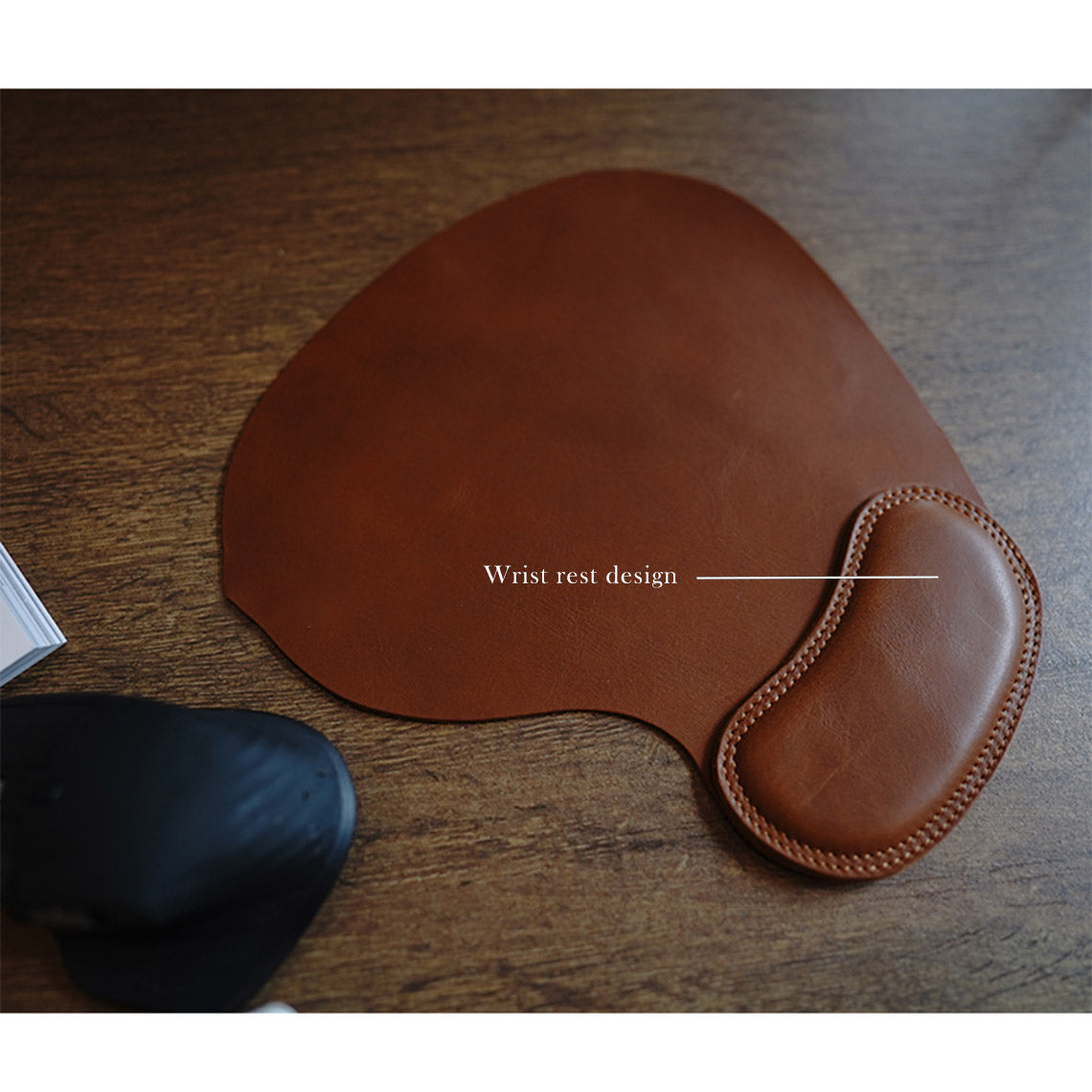 CUCUBIRD POPSEWING® Full Grain Leather Wrist Rest Mouse Pad  