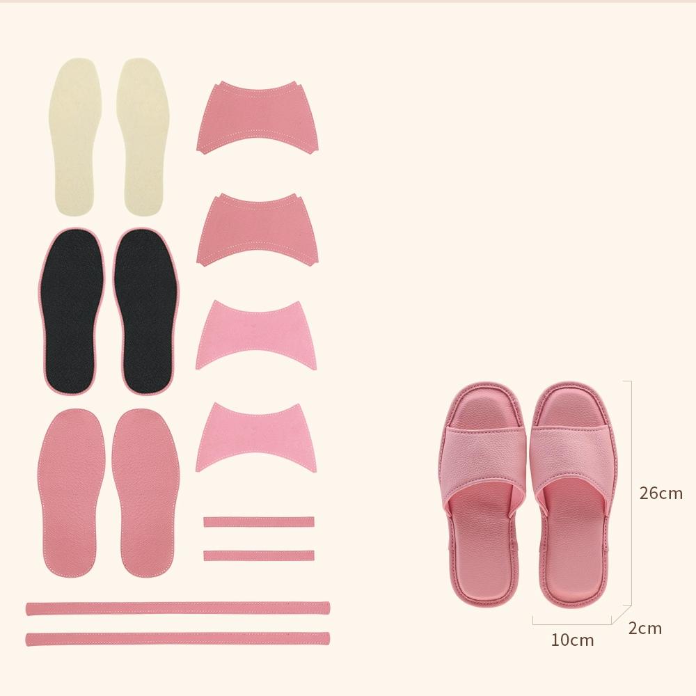 CUCUBIRD Top Grain Leather Home Slippers DIY Kits Rose Pink / EU 39-42 