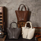 CUCUBIRD POPSEWING® Top Grain Leather Lady Picotion Lock Totes Bag DIY Kit - Price Drop at Checkout  