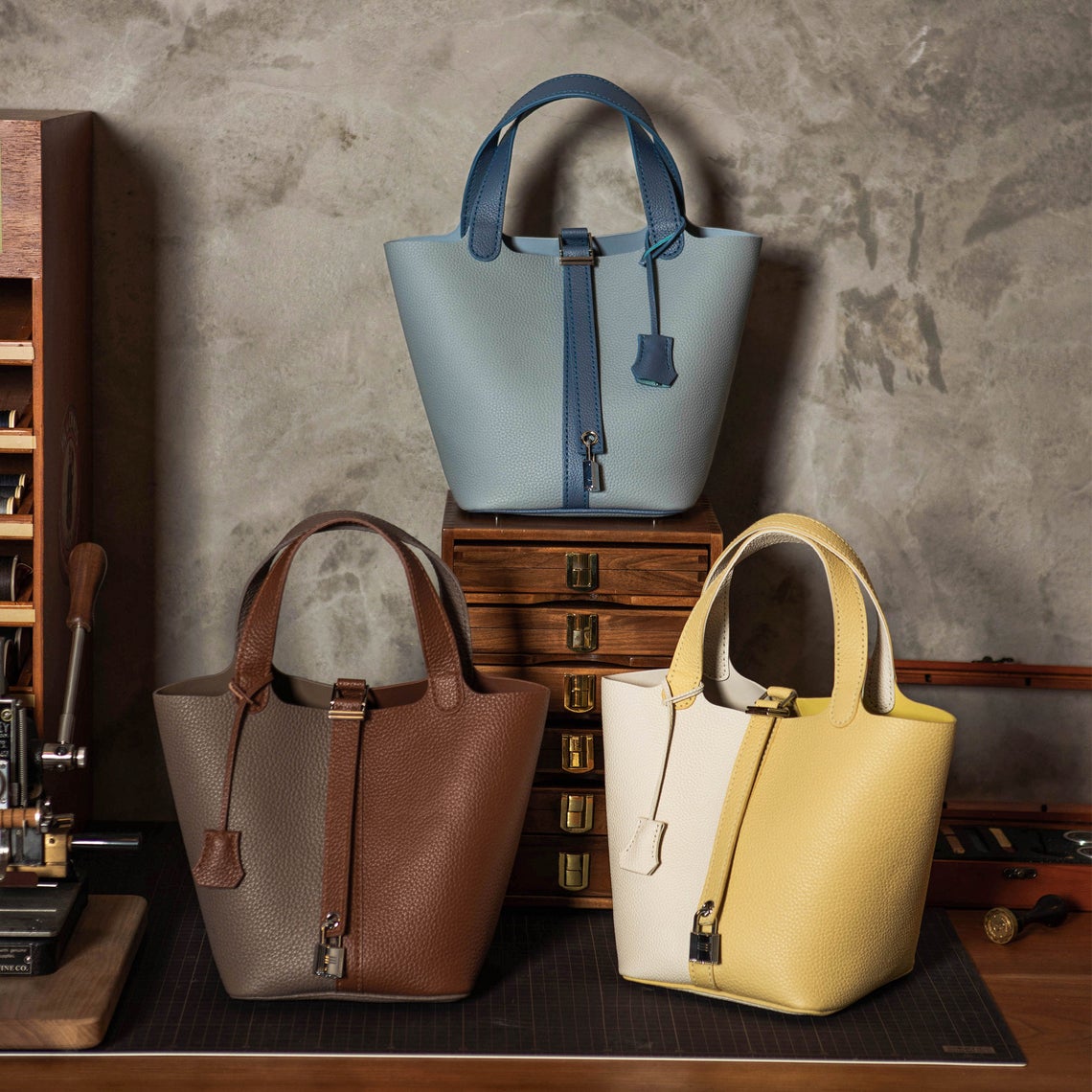 CUCUBIRD POPSEWING® Top Grain Leather Lady Picotion Lock Totes Bag DIY Kit - Price Drop at Checkout  