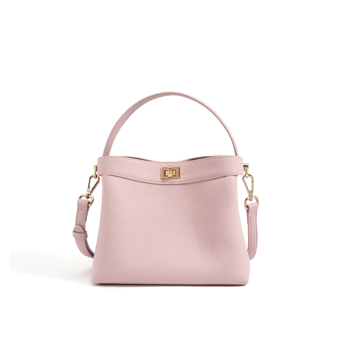 CUCUBIRD Top Grain Leather Top Handle Small Bucket Bag  