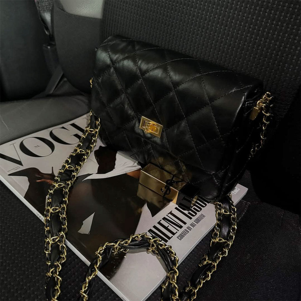 CUCUBIRD Top Grain Leather Chic Quilted Flap Bag  