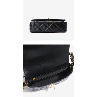 Top Grain Leather Chic Quilted Flap Bag