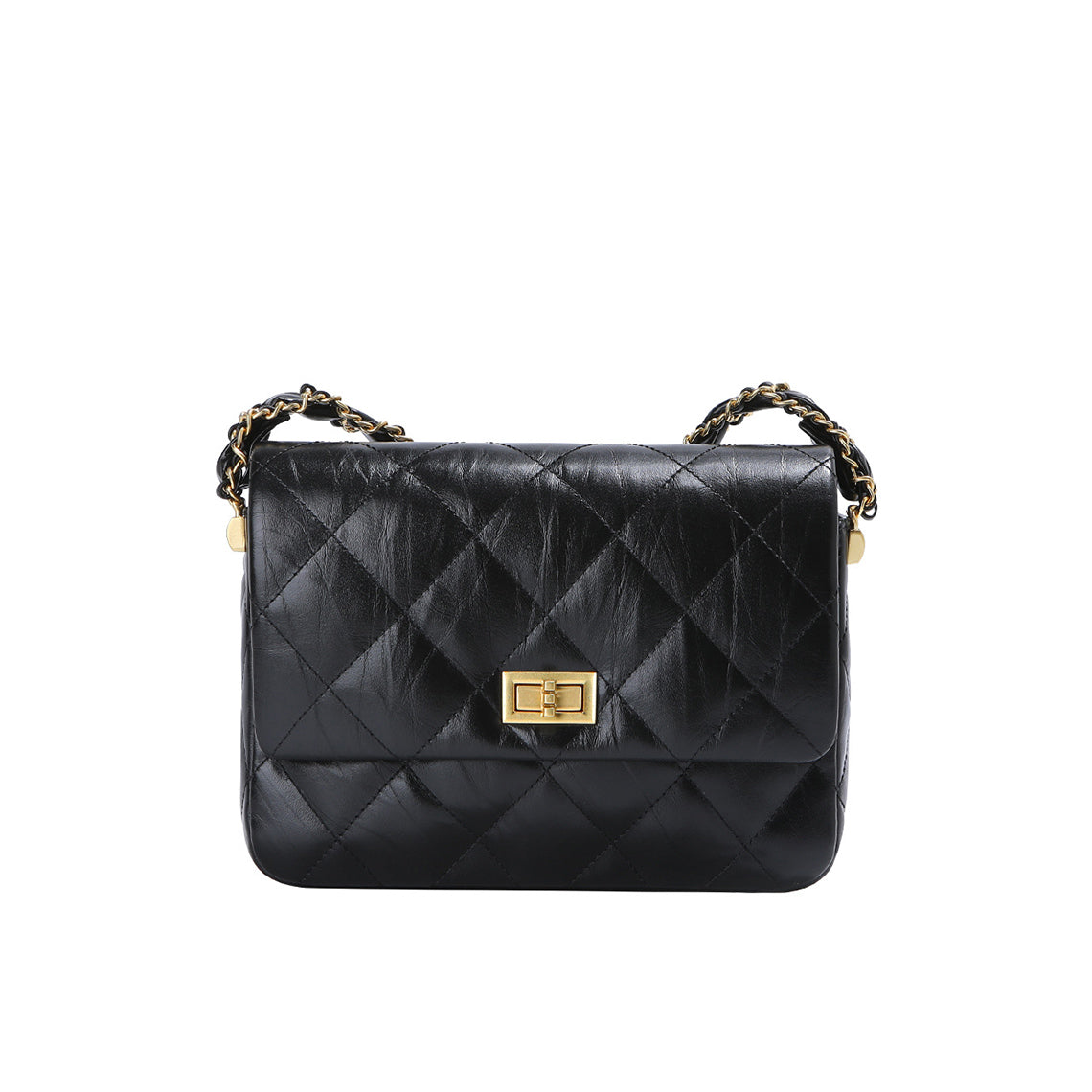 CUCUBIRD Top Grain Leather Chic Quilted Flap Bag  