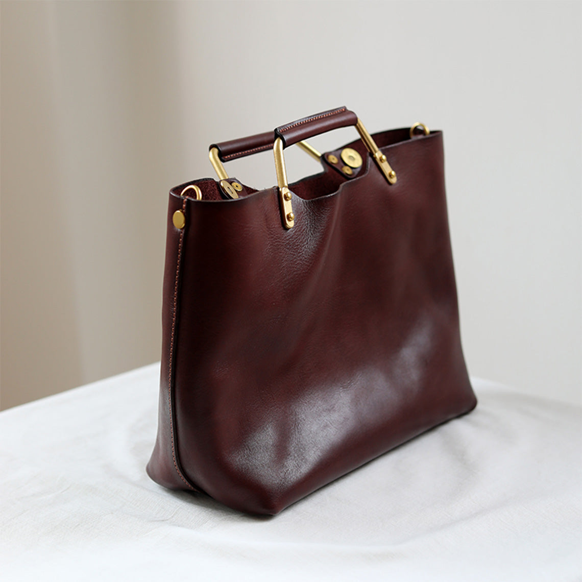 Vegetable Tanned Leather Vintage Tote Handbag
