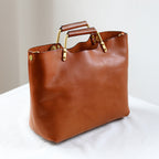CUCUBIRD Vegetable Tanned Leather Vintage Tote Handbag  