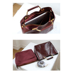 CUCUBIRD Vegetable Tanned Leather Vintage Tote Handbag  