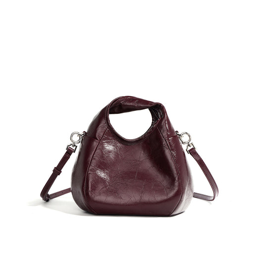 Top Grain Leather Twist Handle Handbag