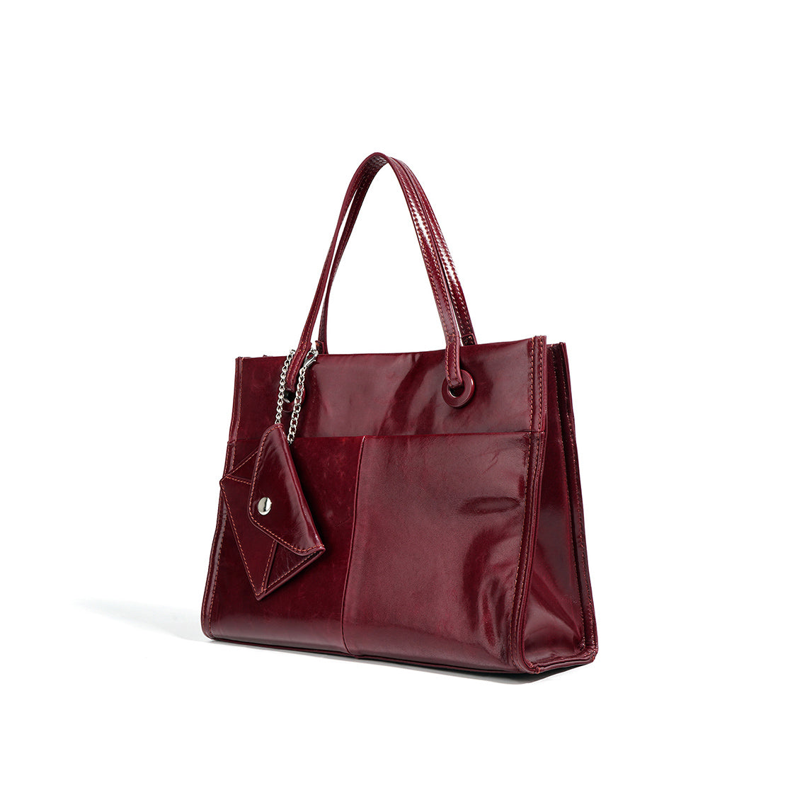 Top Grain Leather Glossy Small Tote Bag