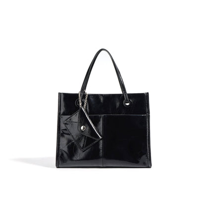 Top Grain Leather Glossy Small Tote Bag