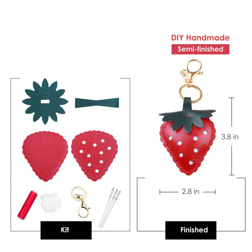 CUCUBIRD POPSEWING® Leather Strawberry Keychain DIY Kit  