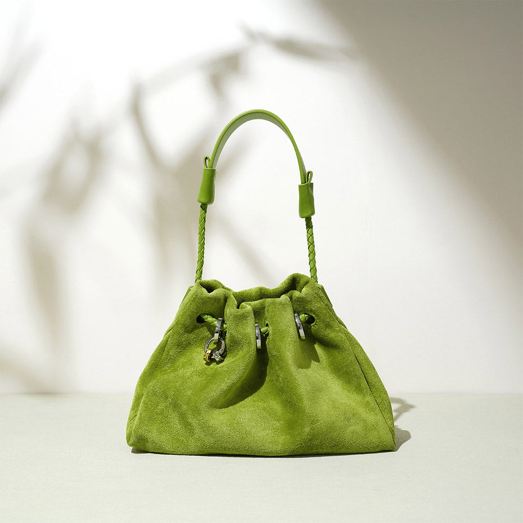 CUCUBIRD Suede Leather Summer Drawstring Shoulder Bag  