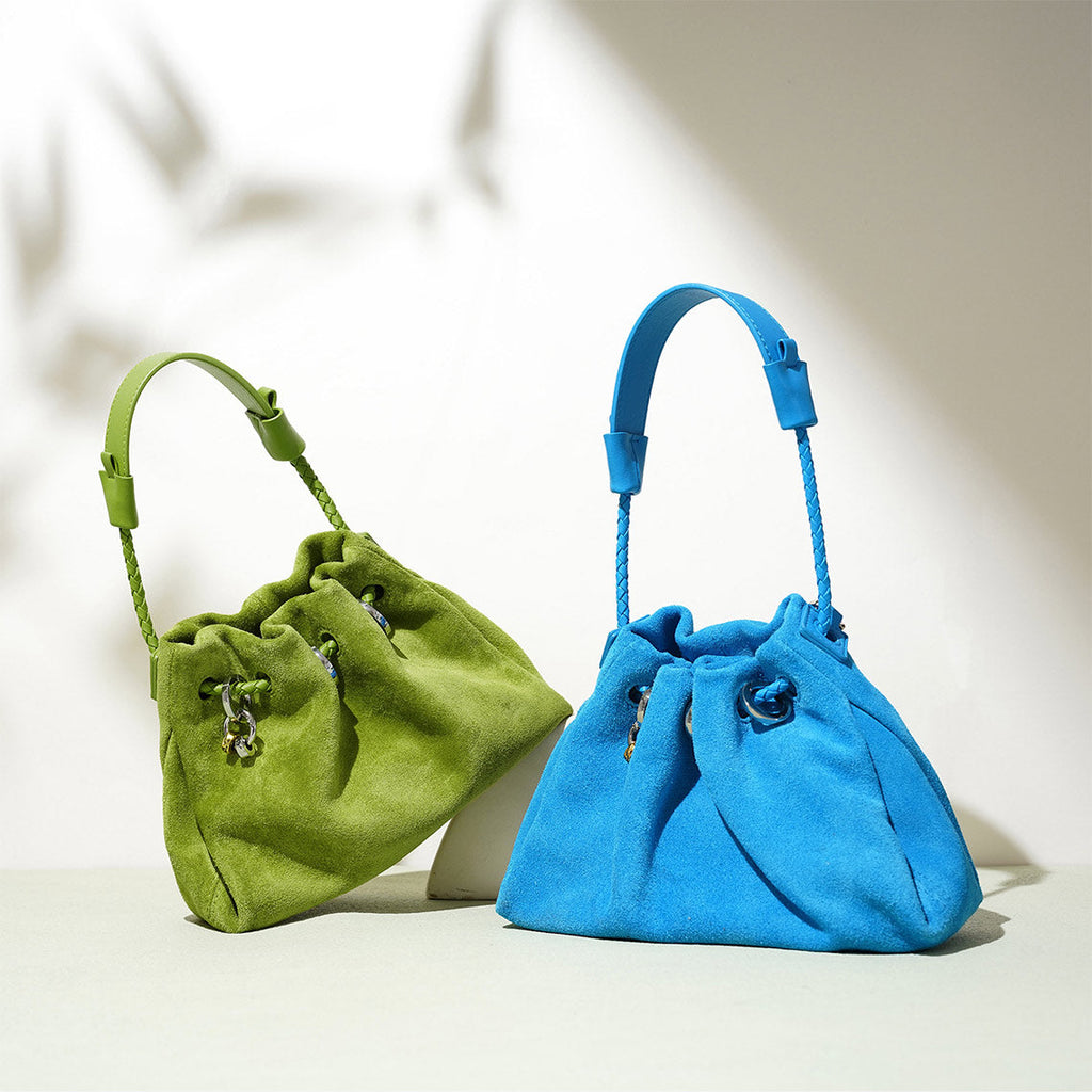 CUCUBIRD Suede Leather Summer Drawstring Shoulder Bag  