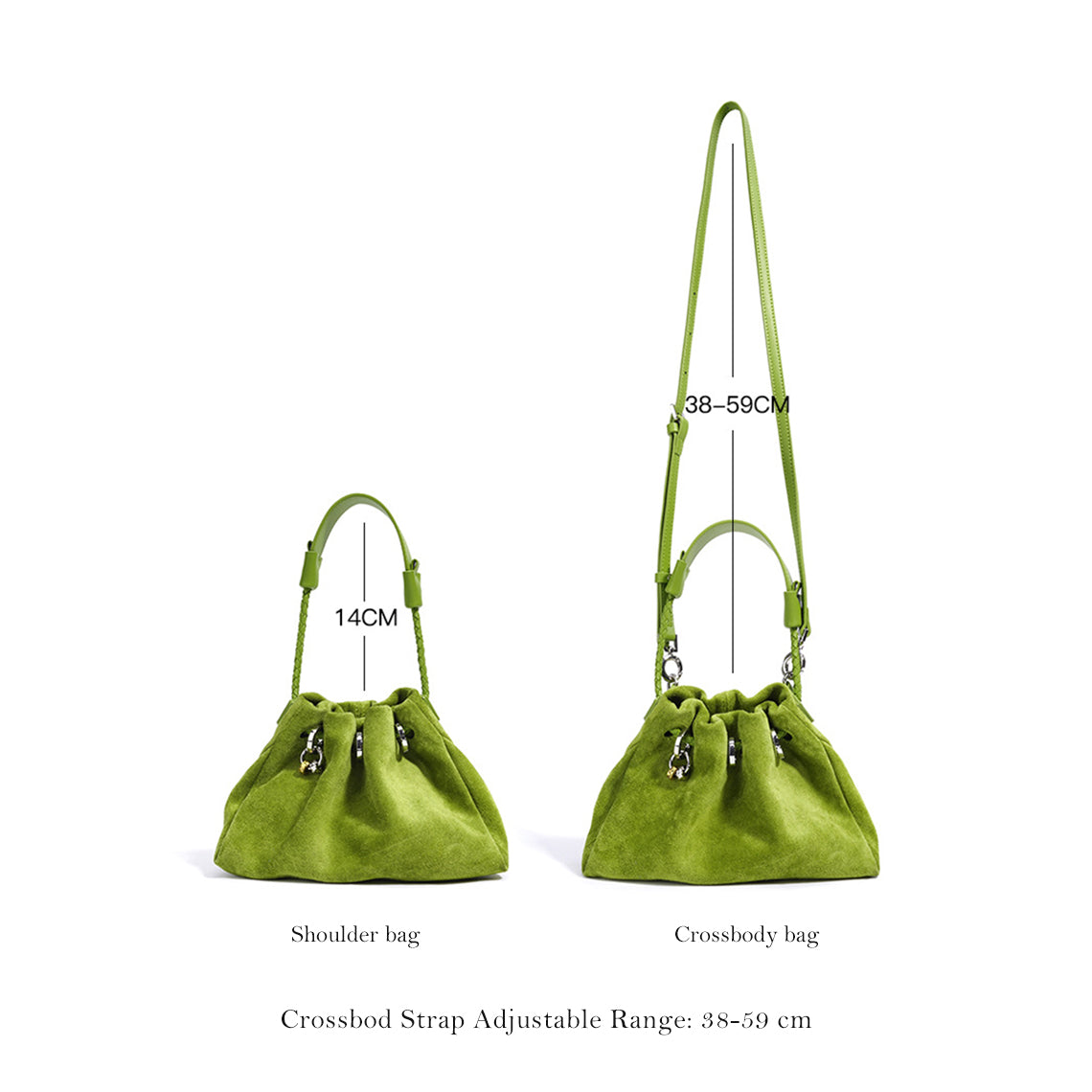 CUCUBIRD Suede Leather Summer Drawstring Shoulder Bag  