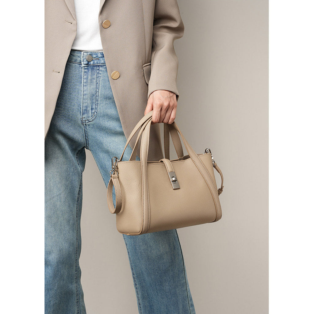 CUCUBIRD Top Grain Leather Small Bucket Handbag  