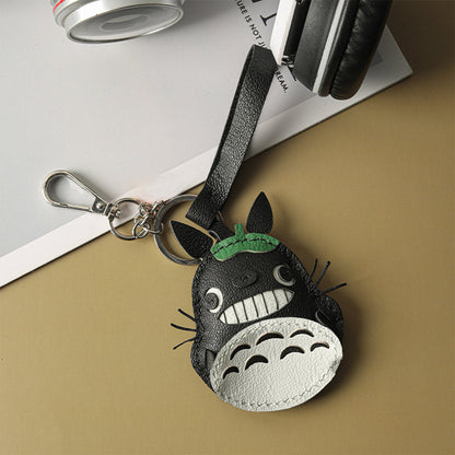 CUCUBIRD POPSEWING® Sheep Leather Totoro Cat Keychain DIY Kit Black 