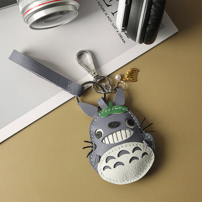 CUCUBIRD POPSEWING® Sheep Leather Totoro Cat Keychain DIY Kit Blue 