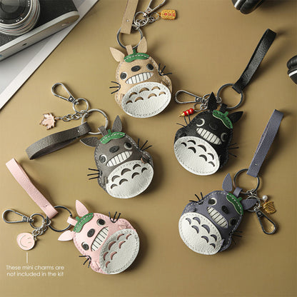 CUCUBIRD POPSEWING® Sheep Leather Totoro Cat Keychain DIY Kit  