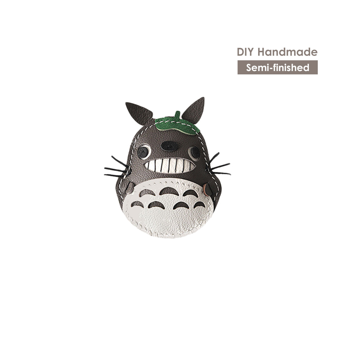 CUCUBIRD POPSEWING® Sheep Leather Totoro Cat Keychain DIY Kit  