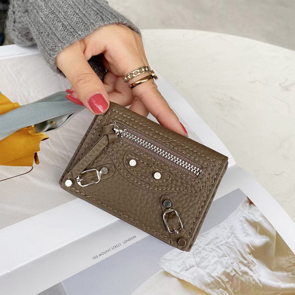 CUCUBIRD Top Grain Leather Trifold Wallet for Women  