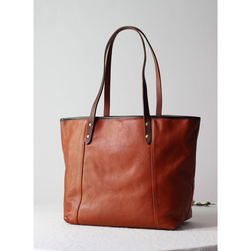 CUCUBIRD Vegetable Tanned Leather Classic Women Tote Bag  