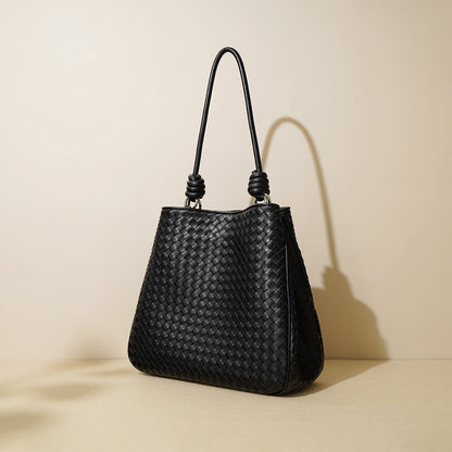 Leather Versatile Woven Tote Bag