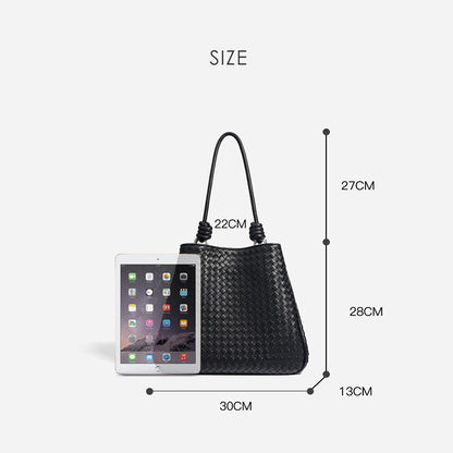 Leather Versatile Woven Tote Bag