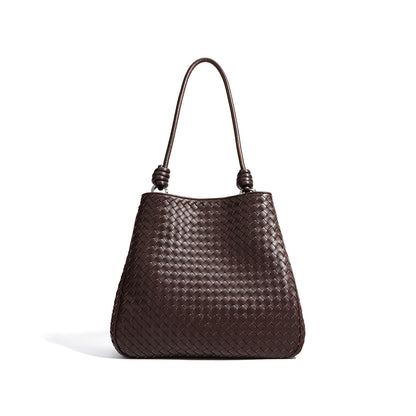 Leather Versatile Woven Tote Bag