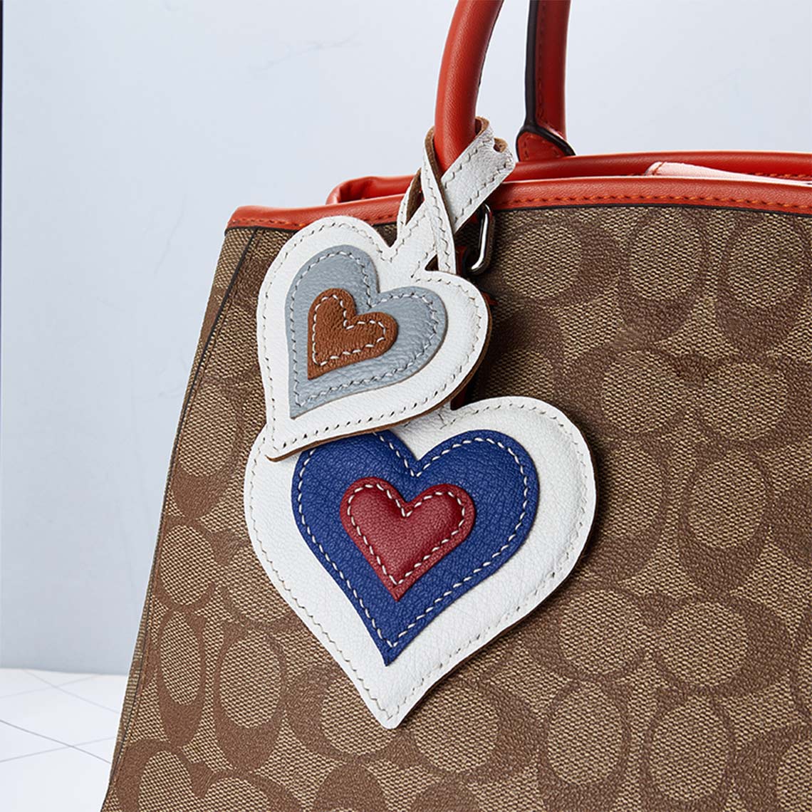 CUCUBIRD POPSEWING® Sheep Leather Double Heart Bag Charm DIY Kit  