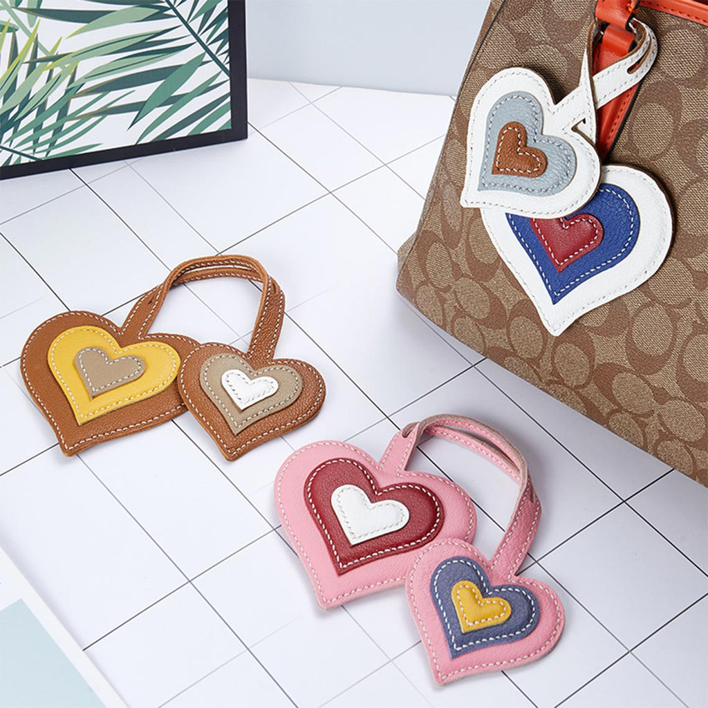 CUCUBIRD POPSEWING® Sheep Leather Double Heart Bag Charm DIY Kit  