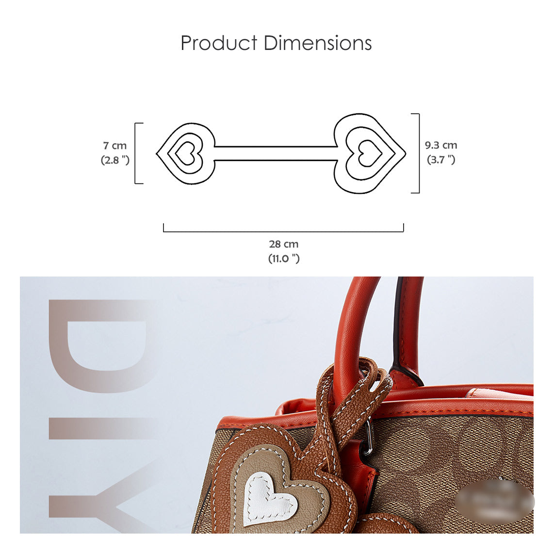 CUCUBIRD POPSEWING® Sheep Leather Double Heart Bag Charm DIY Kit  