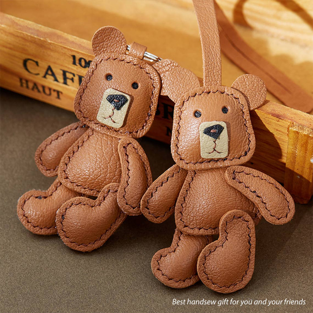CUCUBIRD POPSEWING® Leather Little Bear Keychain Pendant DIY Kit  