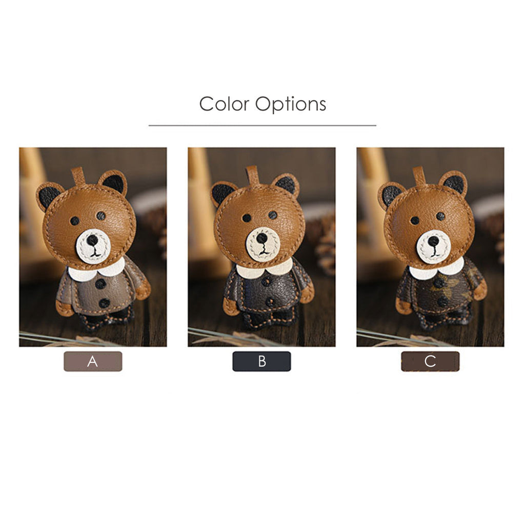 CUCUBIRD POPSEWING® Leather Brown Bear Keychain Charm DIY Kit  