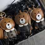 CUCUBIRD POPSEWING® Leather Brown Bear Keychain Charm DIY Kit  