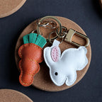 CUCUBIRD POPSEWING® Sheep Leather Bunny & Carrot Keychain DIY Kit  