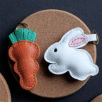 CUCUBIRD POPSEWING® Sheep Leather Bunny & Carrot Keychain DIY Kit  